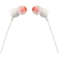 Audífono In Ear con cable flat, micrófono, conector 3.5mm y sonido bass T110 JBL Blanco