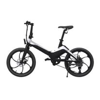 Bicicleta eléctrica Onebot S9, color negro y blanco, autonomía 45km, vel. máx 25 km/h, llantas de 20", motor 250W, tolerancia 120kg, batería extraíble