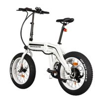 Bicicleta eléctrica Smascooter Blanco, Autonomía 30km, Vel Máx: 25 km/h, Tolerancia 100kg, Potencia 350W, Llantas 20", 7 velocidades Shimano, plegable