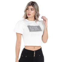 Camiseta Estampada Con Aplique