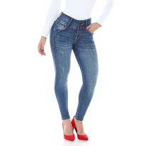 Jean Tiro Medio Alto Bota Ajustada