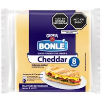 Queso Fundido Cheddar Bonlé 8 tajadas Paquete 136 gr