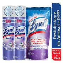 Pack Lysol Aerosol Brisa De Mañana 360Ml X2 + Desinfectante Para Pisos 800Ml