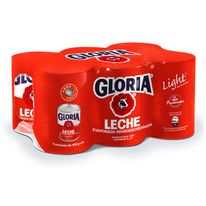 Leche evaporada Gloria Light Paquete 6 und Lata 400 gr