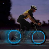 Mini luces led para ruedas de bicicleta 2 pack color azul, baterías reemplazables, resistente al clima, giro de encendido y apagado, fácil de colocar