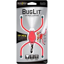 Micro luz led Buglit color rojo/negro, luz blanca, cuatro funciones, totalmente flexible, alcance de luz de hasta 50 pies, 6 lúmenes
