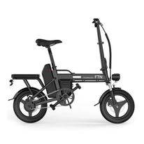 Bicicleta eléctrica plegable FTN T5, negra, vel máx 20-25km/h, autonomía 25-30km, llantas 14", tolerancia 120kg, 350W, doble asiento, recarga 4-5 hrs