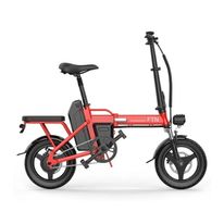 Bicicleta eléctrica plegable FTN T5, roja, vel máx 20-25km/h, autonomía 25-30km, llantas 14", tolerancia 120kg, 350W, doble asiento, recarga 4-5 horas