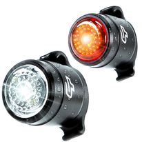 Luces Bolt combo led, luz frontal blanca y posterior roja con carcasa de aluminio CNC negro, 5 modos de luz, soporte universal de goma, recargable USB