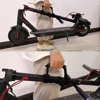 Asa de transporte para scooter color negro, adaptable a scooters plegables como Ninebot o Xiaomi, 3 correas de agarre con velcro y asa de plástico