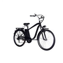 Bicicleta eléctrica Camel negra,autonomía 25-35km,vel máx 30 km/h, aro 26",motor 250W, 6 velocidades, parrilla,freno Vbrake delantero,tambor posterior