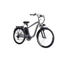 Bicicleta eléctrica Camel gris,autonomía 25-35km,vel máx 30 km/h, aro 26", motor 250W, 6 velocidades,parrilla, freno Vbrake delantero,tambor posterior