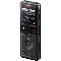 Grabador de voz digital UX570 conexión USB directa, 4G, memoria expandible con SD, micrófono estéreo, pantalla OLED, delgada y ligera, color Negro