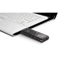 Grabador de voz digital UX570 conexión USB directa, 4G, memoria expandible con SD, micrófono estéreo, pantalla OLED, delgada y ligera, color Negro
