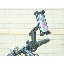 Portacelular ajustable negro para bicicleta, scooter o moto, con brazo ajustable, expandible y robusto, soporte ajustable a cualquier equipo celular