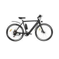 Bicicleta eléctrica Roadmaster color negro, autonomía 25-30 km, vel. máx. 25 km/h, llantas de 28", motor de 250W, tolerancia 110kg, cuadro de aluminio