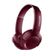 Audífono Bluetooth On Ear BASS+ con micrófono incorporado, diseño plegable, gran aislamiento de ruido externo, controles integrados, Rojo