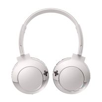 Audífono Bluetooth On Ear BASS+ con micrófono incorporado, diseño plegable, gran aislamiento de ruido externo, controles integrados, Blanco