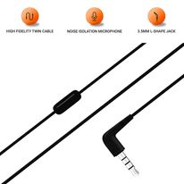 Audífono In ear con micrófono JBLC50HI conector jack en L de 3.5mm, control para llamadas, sonido de bajos impecable, aislamiento de ruido, Negro