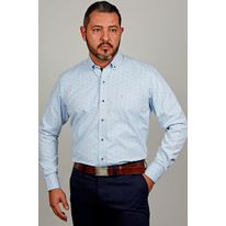 Camisa Manga Larga Clasica Con Estampación De Punto Y Bolsil