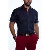Camisa Kalendar Slim Fit Manga Corta